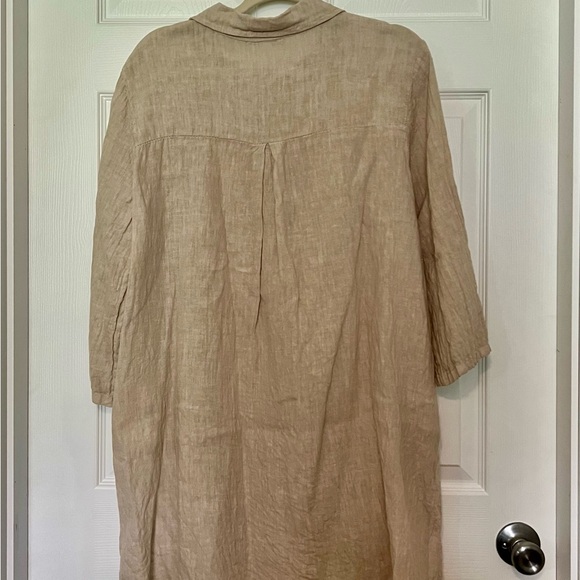 Tempo Paris Oatmeal Button-Up Linen Tunic - Size L - Picture 3 of 4